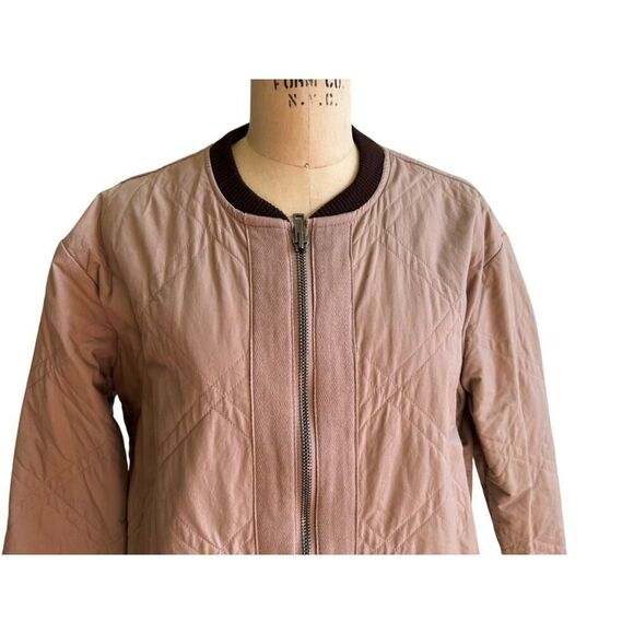 Free People XS Dusty Rose Pink Quilted Jacket Cotton EUC - Picture 2 of 4